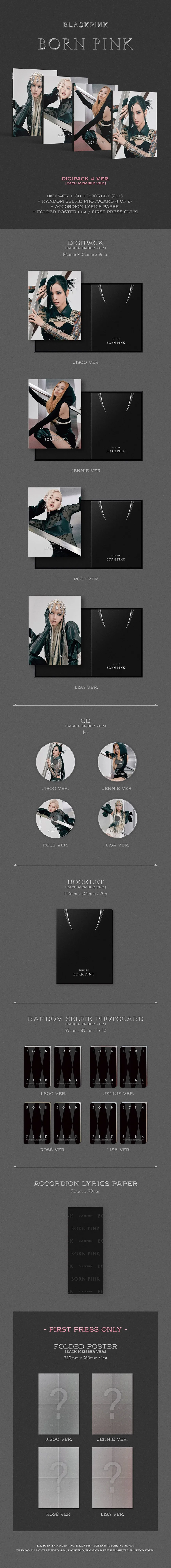 Contenido de BLACKPINK BORN PINK Digipack Ver.
