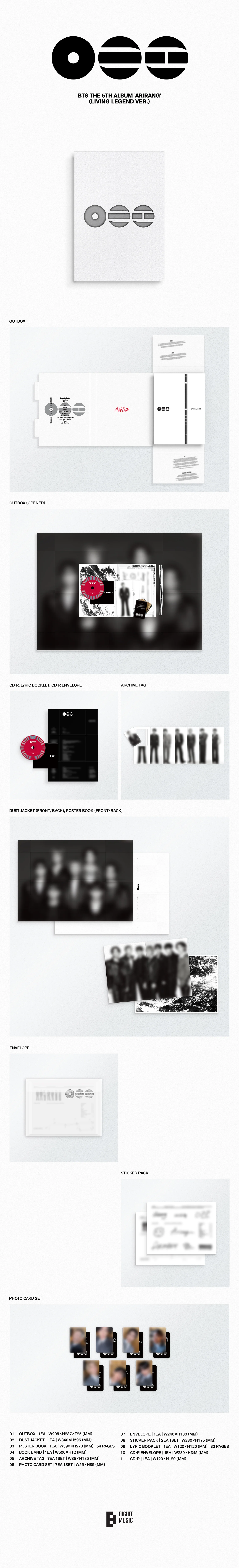 Contenido de BTS ARIRANG Living Legend Ver.