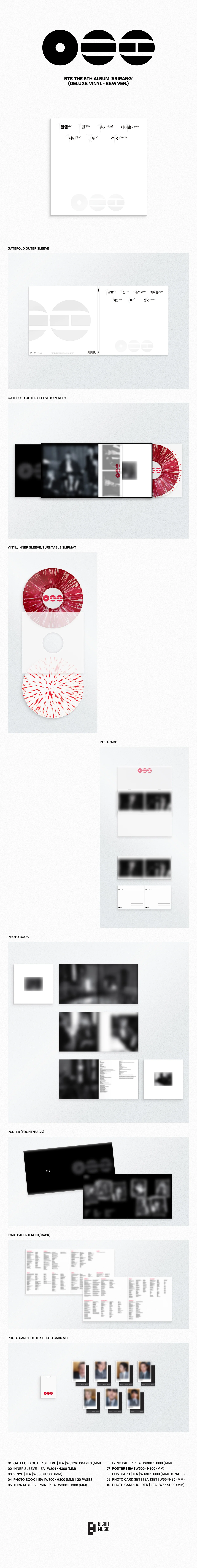 Contenido de BTS ARIRANG Deluxe Vinyl