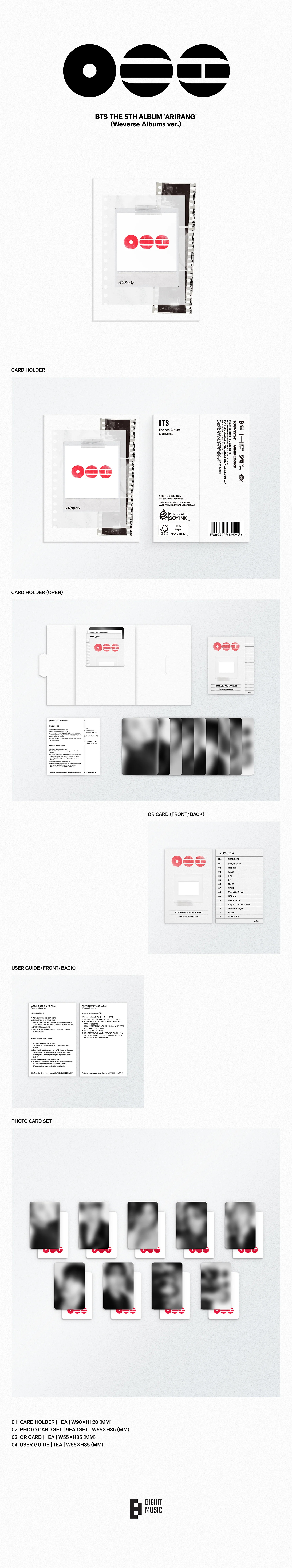 Contenido de BTS ARIRANG Weverse Albums Ver.