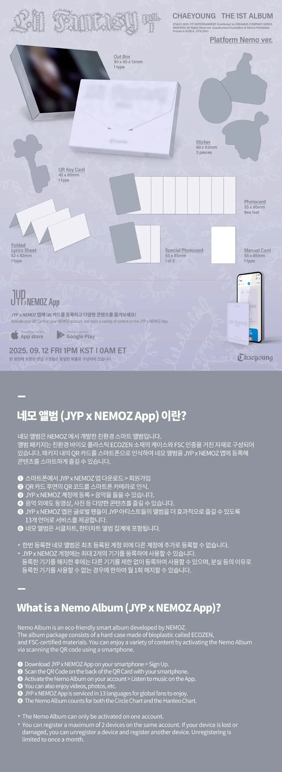 Contenido de CHAEYOUNG LIL FANTASY vol.1 Platform Nemo Ver.