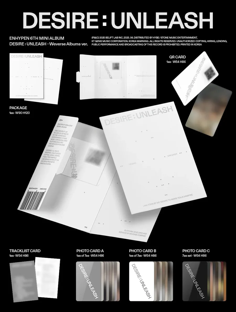 Contenido de ENHYPEN DESIRE : UNLEASH Weverse Albums Ver.