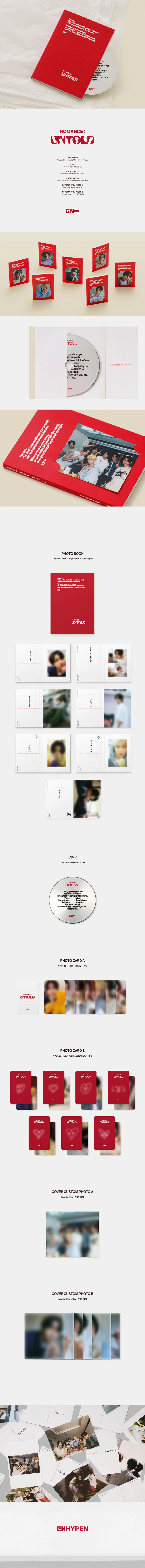 Contenido de ENHYPEN ROMANCE UNTOLD ENGENE Ver.