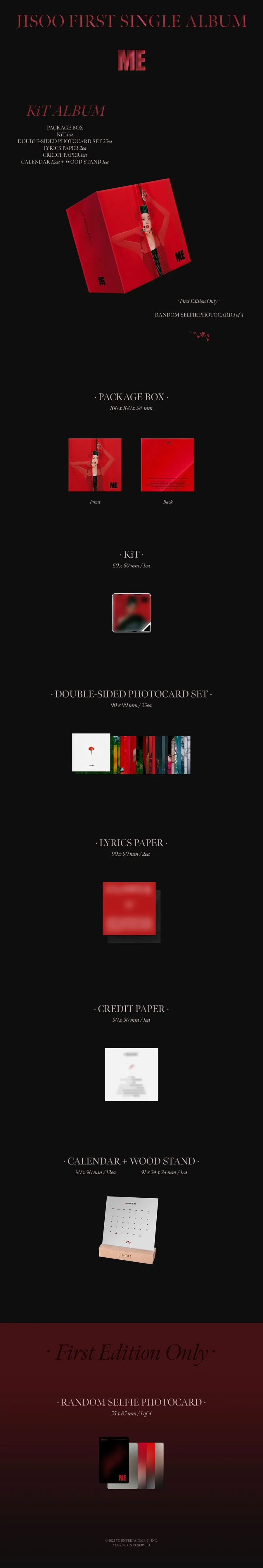 Contenido de JISOO ME Kit Album