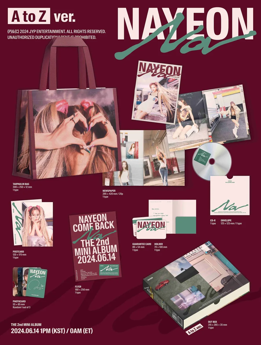 Contenido de NAYEON NA Special · Limited Edition A to Z Ver.
