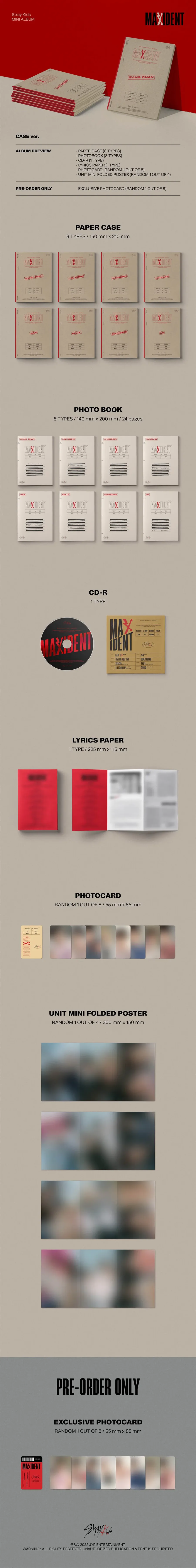 Contenido de Stray Kids MAXIDENT Case Ver.