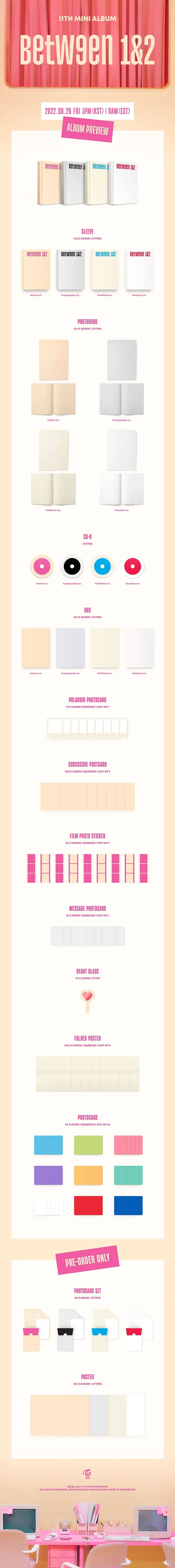 Contenido de TWICE BETWEEN 1&2 11th Mini Album