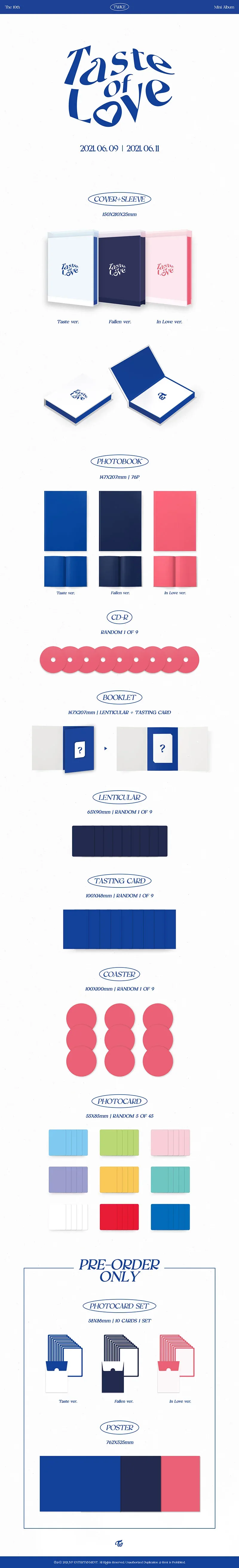 Contenido de TWICE Taste of Love 10th Mini Album